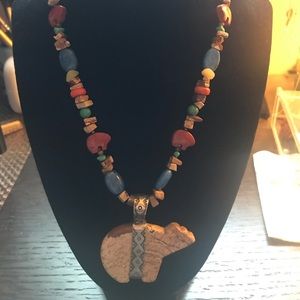 Carolyn pollack jasper Bear necklace